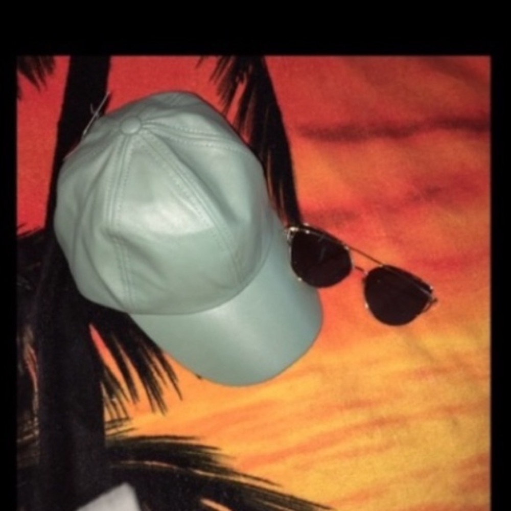 Faux Leather Ponytail Hat. OS Fits All. Green Only. Other SOLD OUT - Picture 2 of 6